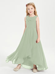 Junior Robes de Demoiselle d'Honneur Modernes à Col Cowl Asymétrique Sauge Poudrée