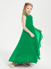 Junior Robes de Demoiselle d'Honneur Modernes à Col Cowl Asymétrique Emeraude