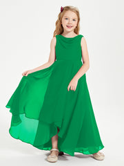 Junior Robes de Demoiselle d'Honneur Modernes à Col Cowl Asymétrique Emeraude