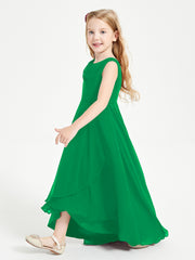 Junior Robes de Demoiselle d'Honneur Modernes à Col Cowl Asymétrique Emeraude