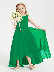 Junior Robes de Demoiselle d'Honneur Modernes à Col Cowl Asymétrique Emeraude