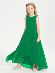 Junior Robes de Demoiselle d'Honneur Modernes à Col Cowl Asymétrique Emeraude