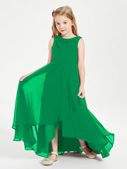 Junior Robes de Demoiselle d'Honneur Modernes à Col Cowl Asymétrique Emeraude