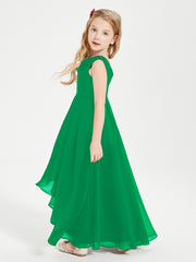 Junior Robes de Demoiselle d'Honneur Modernes à Col Cowl Asymétrique Emeraude