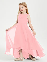 Junior Robes de Demoiselle d'Honneur Modernes à Col Cowl Asymétrique Flamant