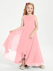Junior Robes de Demoiselle d'Honneur Modernes à Col Cowl Asymétrique Flamant