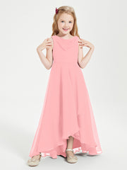 Junior Robes de Demoiselle d'Honneur Modernes à Col Cowl Asymétrique Flamant
