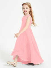 Junior Robes de Demoiselle d'Honneur Modernes à Col Cowl Asymétrique Flamant