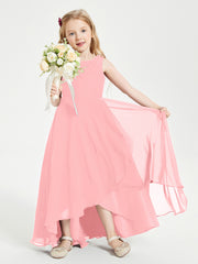 Junior Robes de Demoiselle d'Honneur Modernes à Col Cowl Asymétrique Flamant