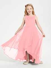 Junior Robes de Demoiselle d'Honneur Modernes à Col Cowl Asymétrique Flamant