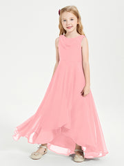 Junior Robes de Demoiselle d'Honneur Modernes à Col Cowl Asymétrique Flamant