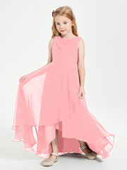 Junior Robes de Demoiselle d'Honneur Modernes à Col Cowl Asymétrique Flamant