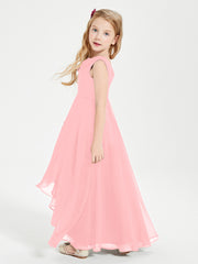 Junior Robes de Demoiselle d'Honneur Modernes à Col Cowl Asymétrique Flamant