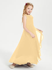 Junior Robes de Demoiselle d'Honneur Modernes à Col Cowl Asymétrique Or