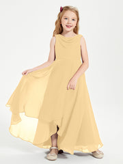 Junior Robes de Demoiselle d'Honneur Modernes à Col Cowl Asymétrique Or