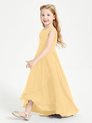 Junior Robes de Demoiselle d'Honneur Modernes à Col Cowl Asymétrique Or