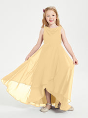 Junior Robes de Demoiselle d'Honneur Modernes à Col Cowl Asymétrique Or