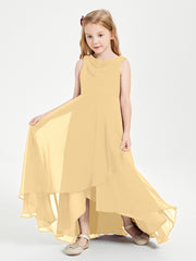 Junior Robes de Demoiselle d'Honneur Modernes à Col Cowl Asymétrique Or
