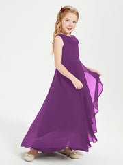 Junior Robes de Demoiselle d'Honneur Modernes à Col Cowl Asymétrique Raisin
