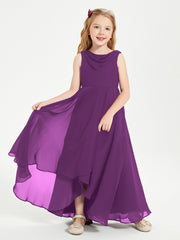 Junior Robes de Demoiselle d'Honneur Modernes à Col Cowl Asymétrique Raisin
