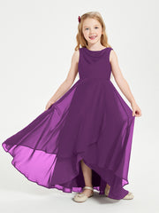 Junior Robes de Demoiselle d'Honneur Modernes à Col Cowl Asymétrique Raisin