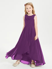 Junior Robes de Demoiselle d'Honneur Modernes à Col Cowl Asymétrique Raisin