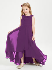 Junior Robes de Demoiselle d'Honneur Modernes à Col Cowl Asymétrique Raisin