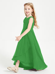 Junior Robes de Demoiselle d'Honneur Modernes à Col Cowl Asymétrique Vert