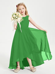 Junior Robes de Demoiselle d'Honneur Modernes à Col Cowl Asymétrique Vert