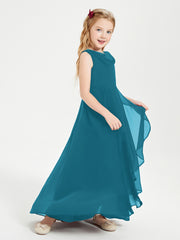 Junior Robes de Demoiselle d'Honneur Modernes à Col Cowl Asymétrique Bleu Encre