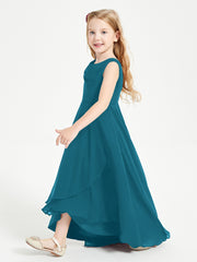 Junior Robes de Demoiselle d'Honneur Modernes à Col Cowl Asymétrique Bleu Encre