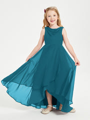 Junior Robes de Demoiselle d'Honneur Modernes à Col Cowl Asymétrique Bleu Encre