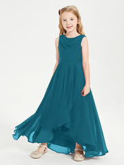 Junior Robes de Demoiselle d'Honneur Modernes à Col Cowl Asymétrique Bleu Encre