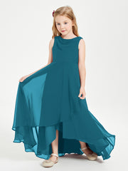 Junior Robes de Demoiselle d'Honneur Modernes à Col Cowl Asymétrique Bleu Encre
