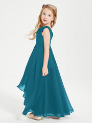 Junior Robes de Demoiselle d'Honneur Modernes à Col Cowl Asymétrique Bleu Encre