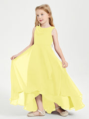 Junior Robes de Demoiselle d'Honneur Modernes à Col Cowl Asymétrique Citron