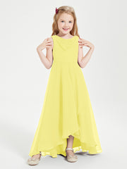 Junior Robes de Demoiselle d'Honneur Modernes à Col Cowl Asymétrique Citron