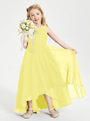 Junior Robes de Demoiselle d'Honneur Modernes à Col Cowl Asymétrique Citron