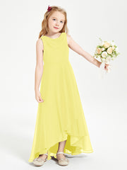 Junior Robes de Demoiselle d'Honneur Modernes à Col Cowl Asymétrique Citron