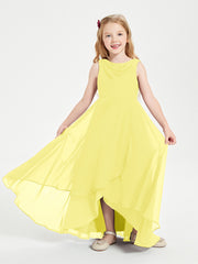 Junior Robes de Demoiselle d'Honneur Modernes à Col Cowl Asymétrique Citron