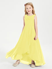 Junior Robes de Demoiselle d'Honneur Modernes à Col Cowl Asymétrique Citron