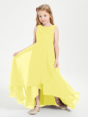 Junior Robes de Demoiselle d'Honneur Modernes à Col Cowl Asymétrique Citron