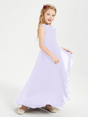 Junior Robes de Demoiselle d'Honneur Modernes à Col Cowl Asymétrique Lilas