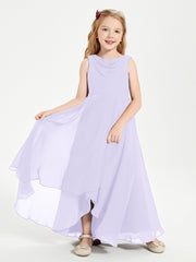 Junior Robes de Demoiselle d'Honneur Modernes à Col Cowl Asymétrique Lilas