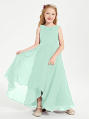 Junior Robes de Demoiselle d'Honneur Modernes à Col Cowl Asymétrique Vert Menthe