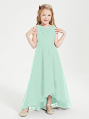 Junior Robes de Demoiselle d'Honneur Modernes à Col Cowl Asymétrique Vert Menthe