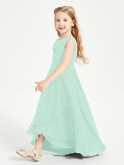 Junior Robes de Demoiselle d'Honneur Modernes à Col Cowl Asymétrique Vert Menthe