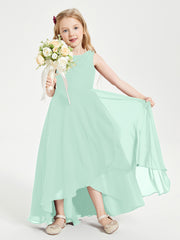 Junior Robes de Demoiselle d'Honneur Modernes à Col Cowl Asymétrique Vert Menthe