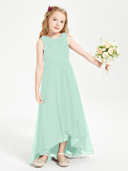 Junior Robes de Demoiselle d'Honneur Modernes à Col Cowl Asymétrique Vert Menthe