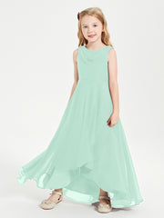 Junior Robes de Demoiselle d'Honneur Modernes à Col Cowl Asymétrique Vert Menthe
